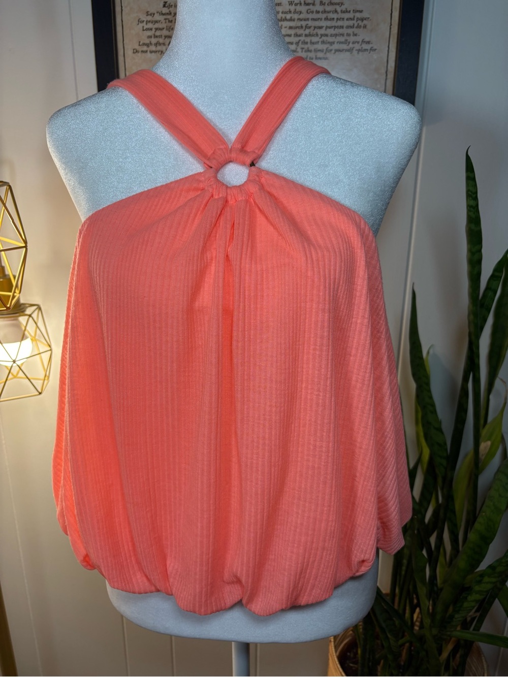 Free People “just a fling” bubble hem halter tank M
